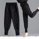 thumbnail image 2 of Gibobby Pantalones para el frío de mujer Invierno 2023 pierna recta suelta y delgada pantalones térmicos ligeros pantalones de algodón para mujer(Negro,G), 2 of 3