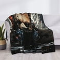 thumbnail image 3 of Disketp Urban Bear With Headphones Flannel Blankets - Thick and Warm Blanket for Winter, Soft Fuzzy Plush King Blanket for All Seasons-60"x50", 3 of 6