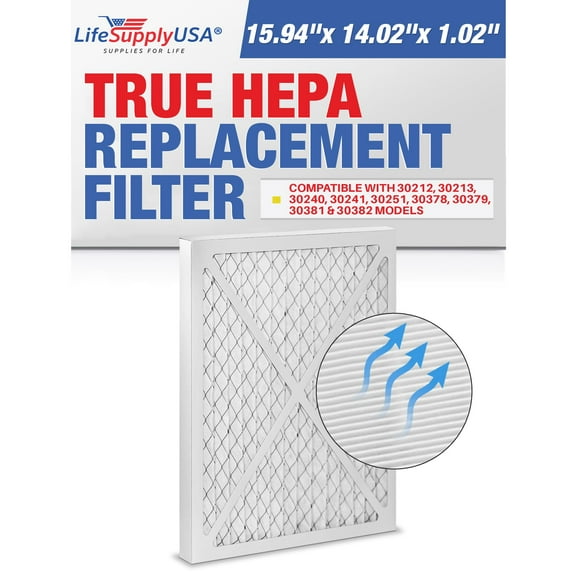 LifeSupplyUSA True HEPA Filter Replacement Compatible with Hunter 30212, 30213, 30240, 30241, 30251, 30378, 30379, 30381 & 30382 Air Purifier