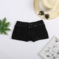 thumbnail image 6 of Shorts for Women Trendy Plus Size Perspective Hollow Solid Color Pattern Knit Three-Point Beach Pants Biker Shorts Women Seamless, 6 of 6