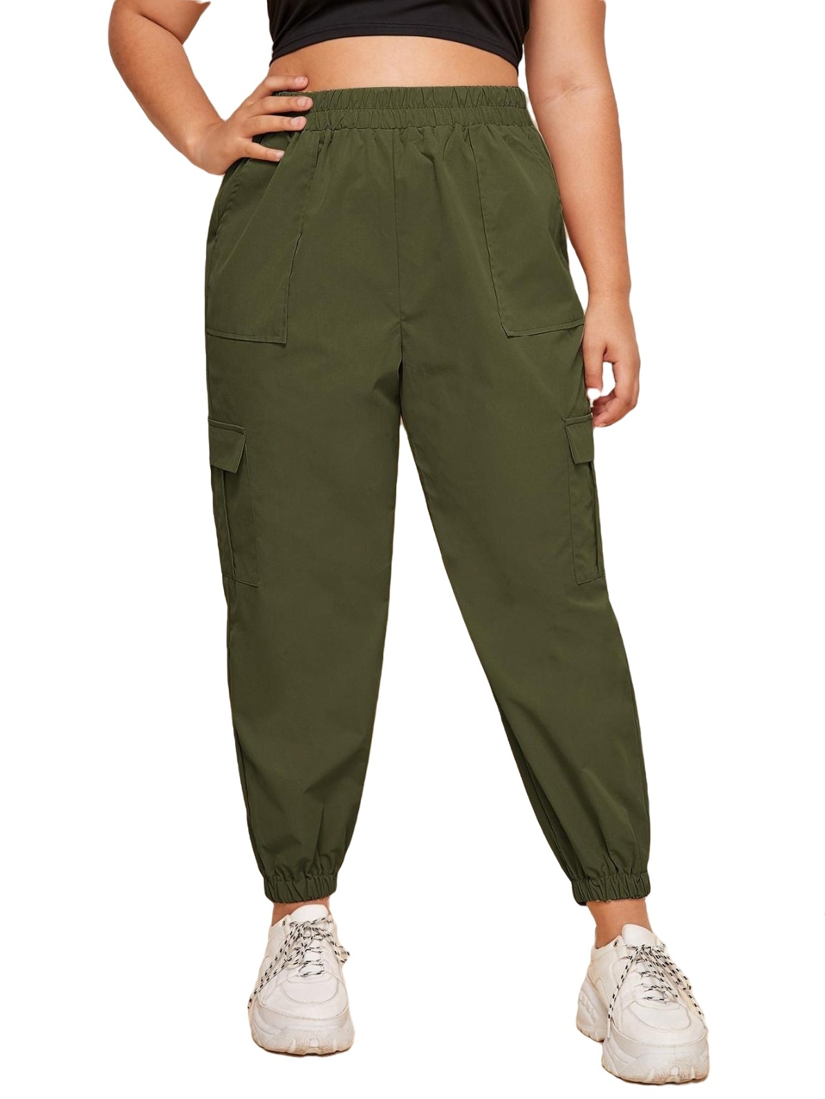 Women's Plus Size Casual Drawstring Waist Knot Front Jogger Workout Cargo  Pants With Pocket Outdoor Trousers 4XL(20)