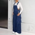 thumbnail image 4 of Mercatoo Girls Baggy Wide Leg Denim Overalls Kids Sleeveless Jumpsuit Bib Overall Streetwear Casual Loose Trousers with Pockets, 4 of 6