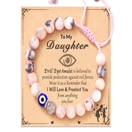 1 Piece Evil Eye Protection Pink Hand Woven Beaded Lucky Bracelet for daughter and granddaughter.