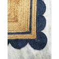 thumbnail image 4 of 6x9 Ft Navy Blue & Natural Jute Premium Scalloped Jute Rug – Handcrafted Natural Braided Carpet for Living Room, Bedroom, Entryway – Boho Home Decor, 4 of 5
