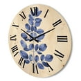 thumbnail image 3 of Designart 'Navy Blue Eucalyptus On White' Traditional Wood Wall Clock, 3 of 5