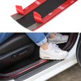 thumbnail image 4 of 1m 3.3ft Universal Protector de umbral de puerta de coche Protector de borde de entrada Tira adhesiva Patrón de fibra de carbono Rojo Rojo Verde, 4 of 5