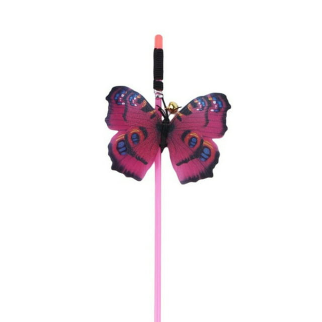 Pet Teaser Toy Butterfly Bell Funny Fake Fur Cat Teaser Toy Cat Teaser Wand