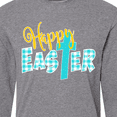 thumbnail image 4 of Inktastic Happy Easter with Cross in Teal Plaid Long Sleeve T-Shirt, 4 of 5