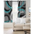 thumbnail image 3 of Blackout Curtains for Bedroom, Turquoise Geometric Room Darkening Window Drapes for Living Room, Grey Classic Abstract Lines Striped Thermal Insulated Grommet Curtains, 27.5x39 inch, 2 Panels, 3 of 9