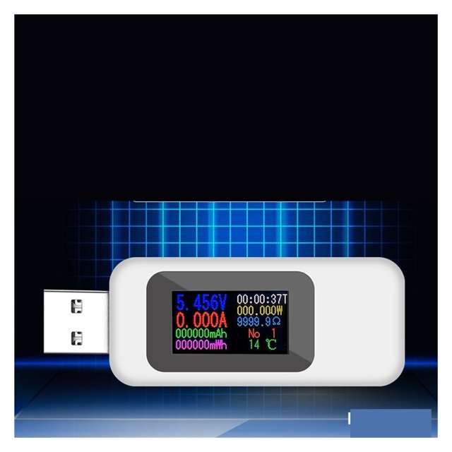 Type-C USB Tester Voltmeter Meter USB Multimeter Voltage and Current Tester 0-5A 4-30V USB Power Meter Multi-Function Tester Color Capacity Voltage Current Detector ,Live Data