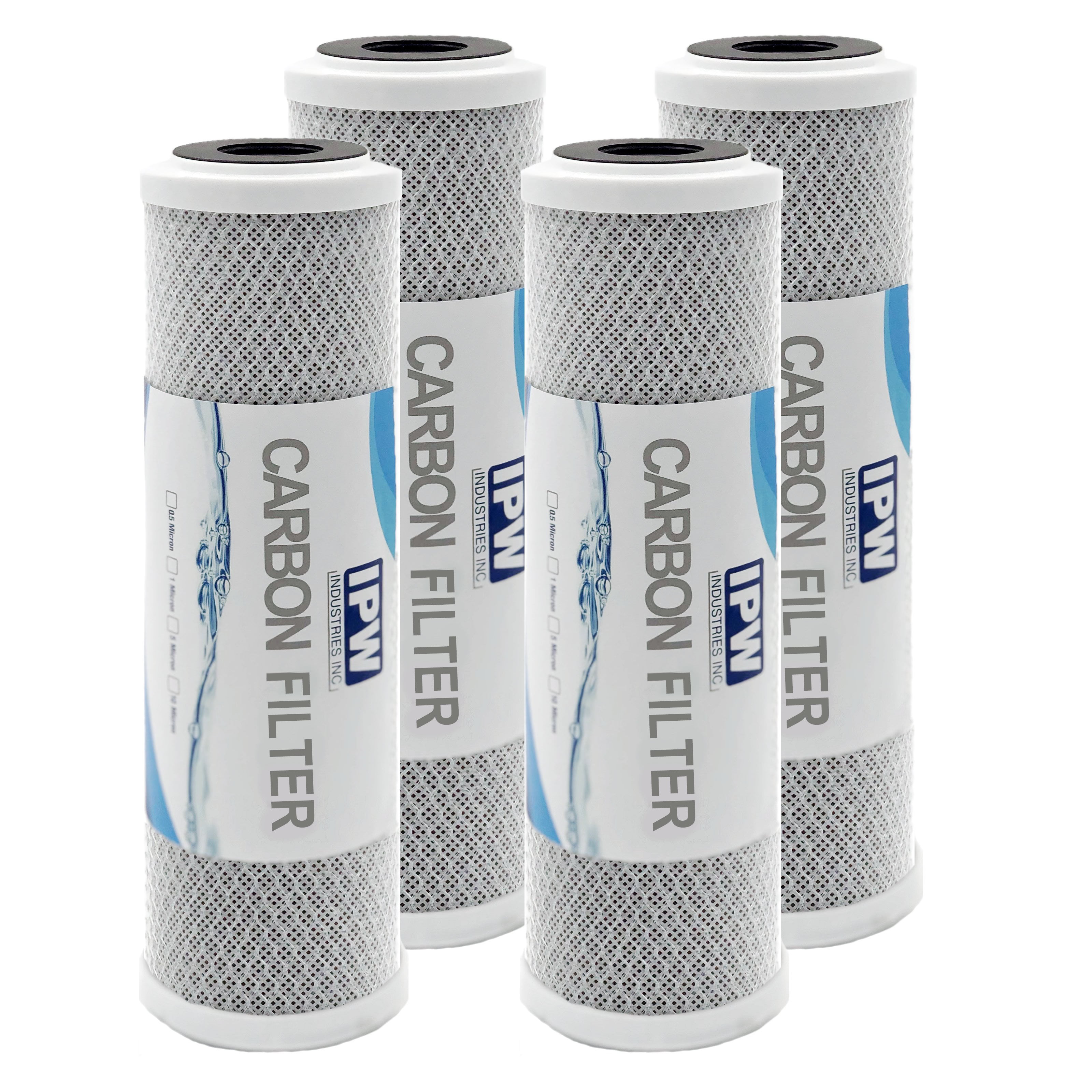9-3/4 x 2-7/8 IPW Industries Inc 4 Pack 10 Carbon Block Coconut Shell Filter Cartridge 5 Micron Replacement Water Filters 