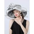 thumbnail image 3 of Women Organza Hats Flower Decoration Wide Brim Occasion Event Church Dress Sun Hat, 3 of 4