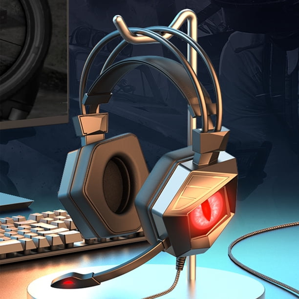 Auriculares Bluetooth, Auriculares inalámbricos, Auriculares Bluetooth supraaurales para juegos, Auriculares con sonido envolvente, Micrófono con cancelación de ruido y luces.