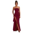 thumbnail image 1 of Vestido de fiesta GDJDIFK sin tirantes, chifón, sirena, color burdeos, 1 of 5