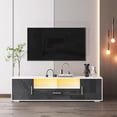 thumbnail image 2 of Modern LED TV Stand for 70 inch TV, Black Entertainment Center with LED Lights and 4 Storage Cabinets, High Gloss Media TV Console with 2 Open Shelves for Living Room, Bedroom, 2 of 9