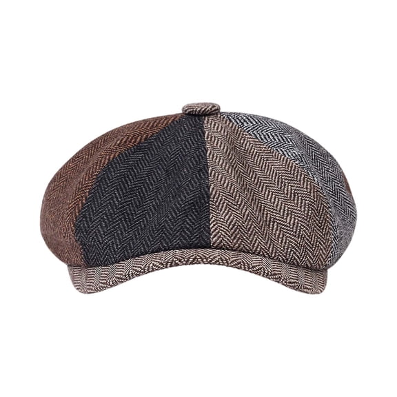 Seductiva Women French Beret Hat Men Cap British Patchwork Vintage Style Great Stitching Fall Winter Cabbie Beret Cap Outdoor Activities 1PC