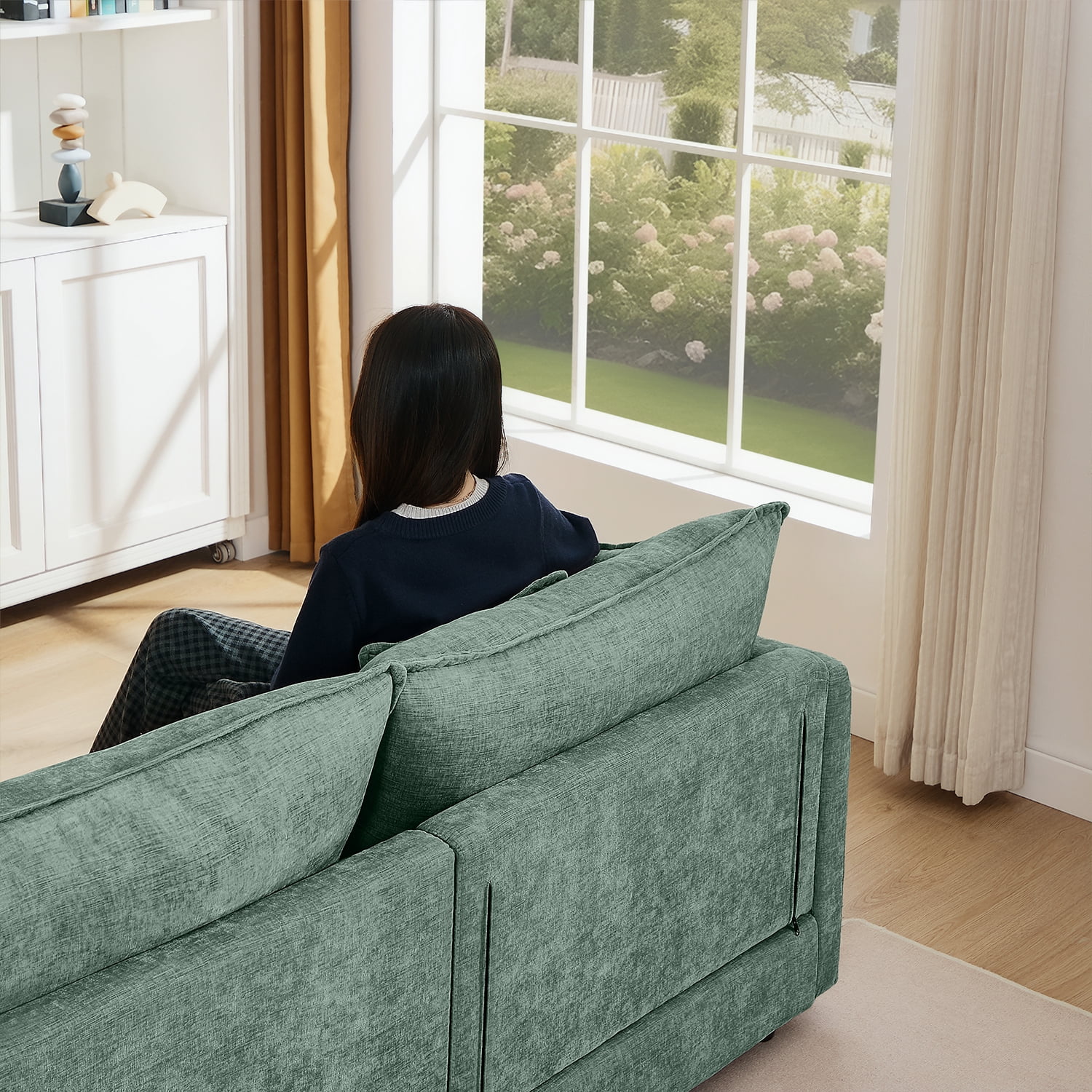 MOONMISS Modular L Shaped Sectional Sofa with Ottoman Chenille 3 Seat Comfy Cloud Couches