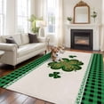 thumbnail image 2 of St.Patrick's Day Shamrock Area Rugs 5'x8', Washable Small Throw Rugs for Classroom Bedroom, Lucky Green Leaves Farmhouse Plaid Indoor Outdoor Rug Non-Slip Low Pile Carpet Runner Reversible Floor Mats, 2 of 8