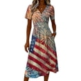 thumbnail image 4 of Fourth Of July Outfits for Women Independence Day Sun Dress A Line Short Sleeve Dressy Cocktail Party Dress, 4 of 5
