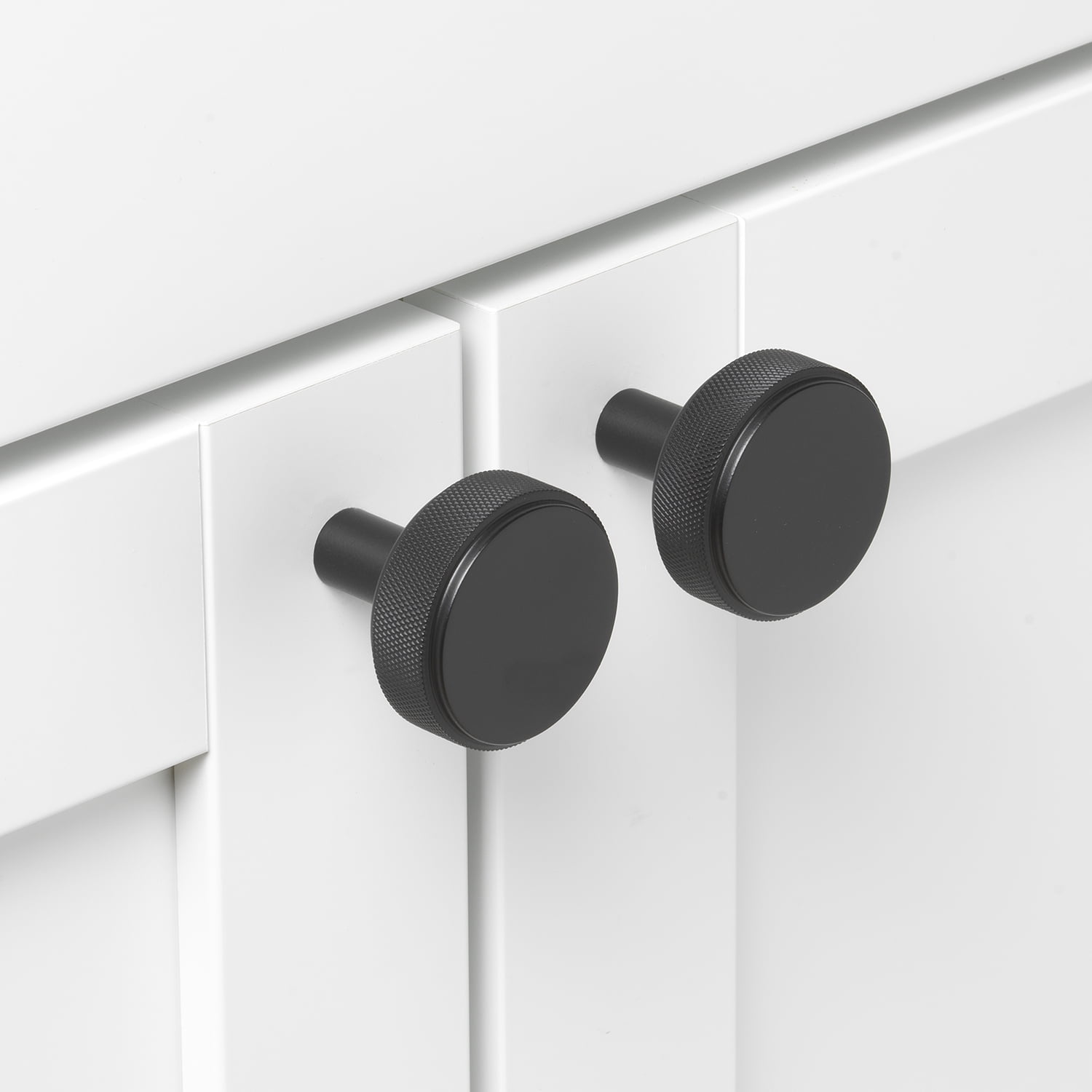 GlideRite 1-1/2 in. Solid Round Knurled Cabinet Knob, Matte Black - 5825-MB, 5 Pack