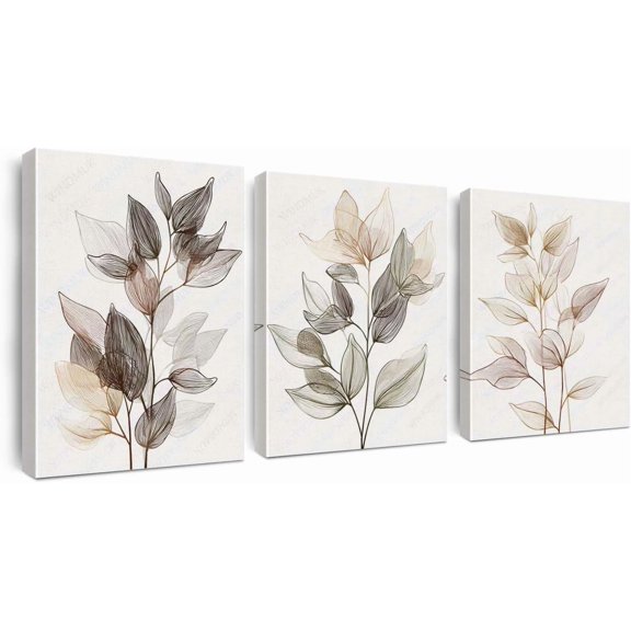 Biggie Canvas Wall Art,Sage Green Botanical Line Art Canvas Set for Modern Home Decor Living Room Bedroom Wall Art Gift Idea for Nature Lovers
