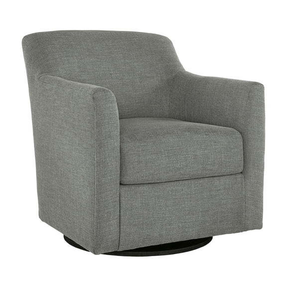 Bowery Hill Modern Fabric Swivel Accent Chair in Charcoal & Black