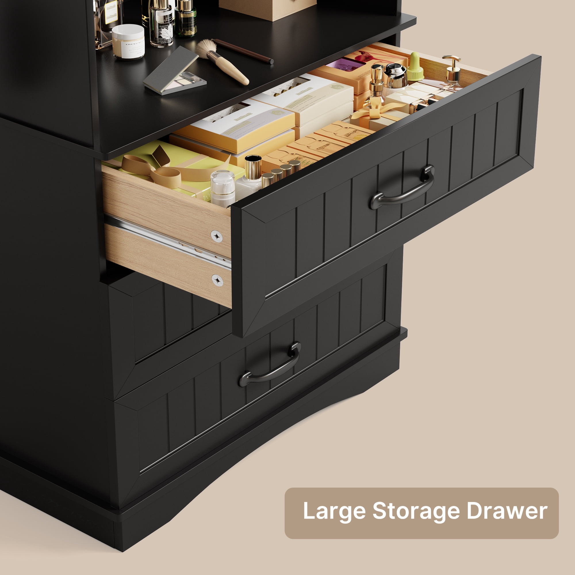 69.7" Tall Bookshelf, Lofka Bookcase with 3 Large Drawers, 3 Tier Storage bookshelf for Home Office, Living Room, Black