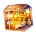 thumbnail image 3 of Kit de casa de muñecas en miniatura para armar, juguete educativo, exhibición, cubierta a prueba de polvo, coleccionables Dormitorio, 3 of 9