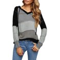 thumbnail image 3 of HTOOO Womens Striped Color Block Sweats à Capuche Mode V Pull en Tricot Pulls, 3 of 6
