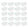 thumbnail image 1 of Sterilite Deep Clear Plastic Storage Bin w/ Clear Lid & Aqua Latch, 20 Pack, 1 of 10