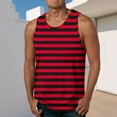 thumbnail image 2 of Mens Tank Tops Summer Qiggri Men Stripe Printed Casual Sports Elastic Fashionable T-Shirt Round-Neck Top, 2 of 5