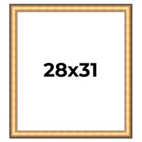 28x31 Frame Gold Plein Aire Solid Wood Picture Frame Width 2 Inches | Interior Frame Depth 0.5