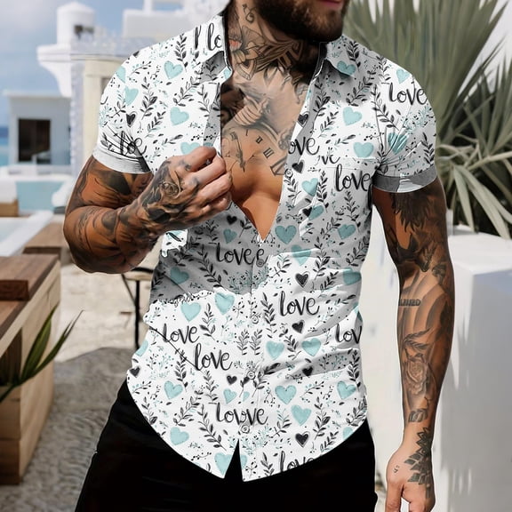 Vetsdori Mens Short Sleeve Shirts Polo Collar Dress Shirts Button down Work Summer Casual Gift for Men T-Shirts for Men Ropa Para Hombre