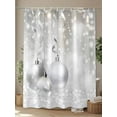 thumbnail image 4 of Fsddascl Christmas Shower Curtain Set - Standard 72" x 72" Washable Bathtub Curtain with 12 Hooks, Xmas Silver Balls Glitter Sparkle Stars Waterproof Fabric Stall Shower Curtains for Bathroom/Bathtub, 4 of 6