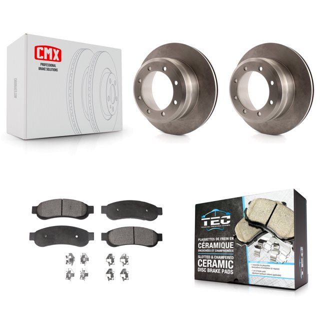 Transit Auto Rear Disc Brake Rotors and Ceramic Pads Kit for Car 2005-2007 Ford F-350 Super Duty with Dual Wheels K8T-101728