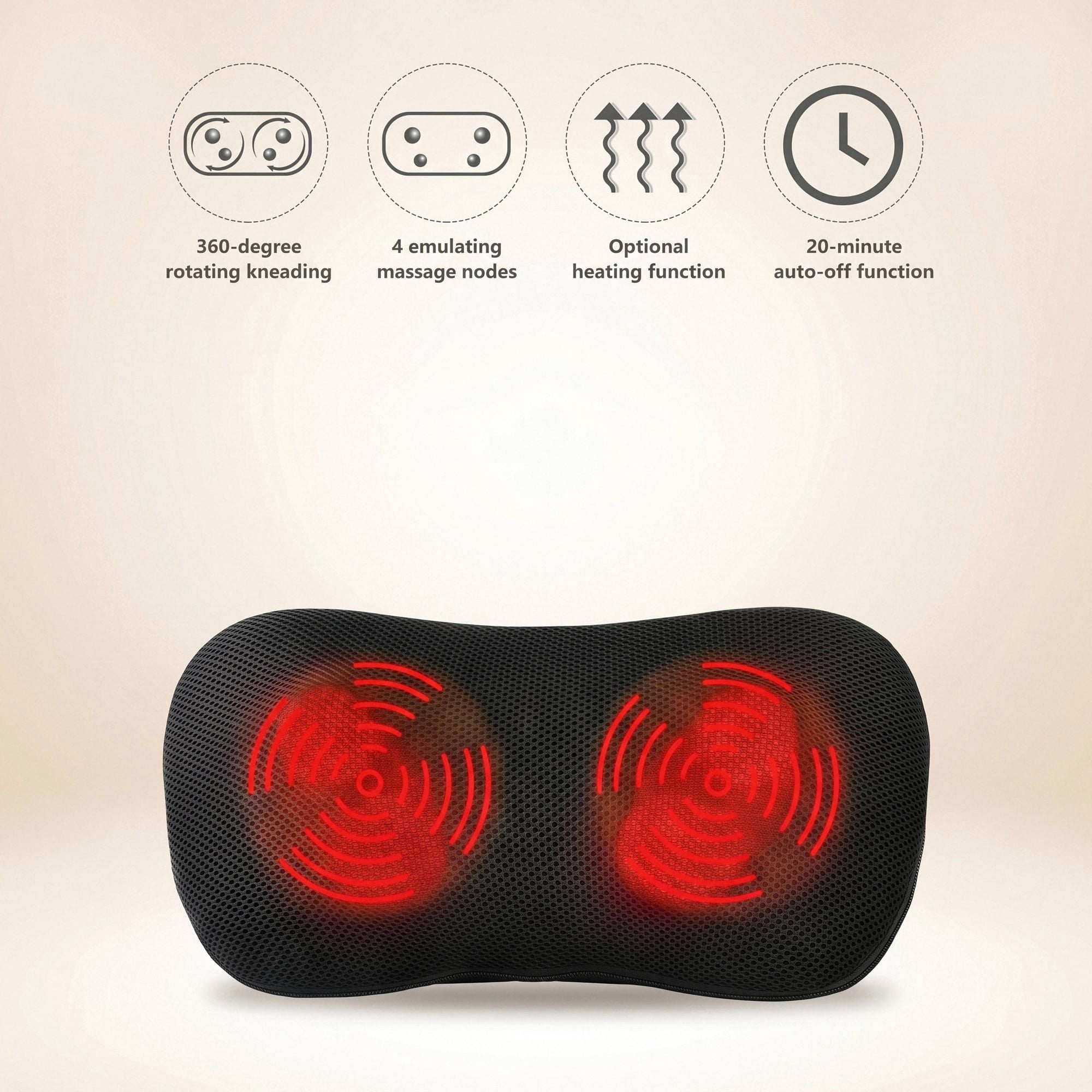 Naipo Back Neck Massager with Heat, Shiatsu Deep-Kneading Massage for Muscle Pain Relief Spa-Like Soothing for Home Car and Office
