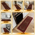 thumbnail image 4 of Ottomanson Medallion Bathroom Runner Rug 20" x 53" - Non Slip Low Pile Carpet, Red, 4 of 13