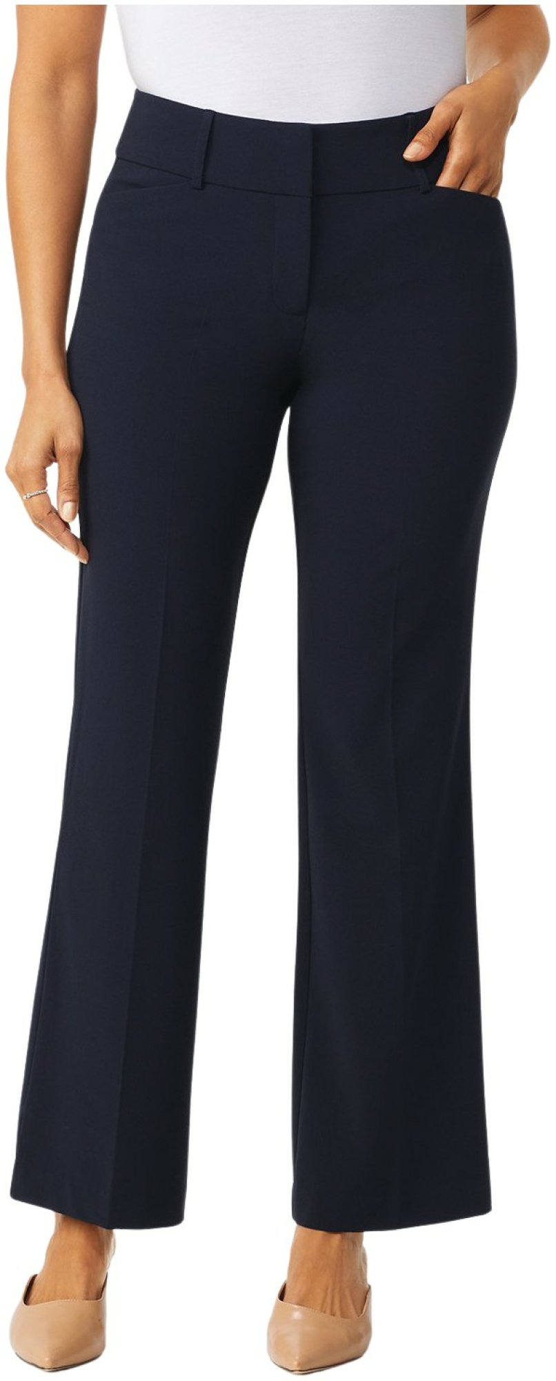 DressBarn Women's Navy Roz & Ali Secret Agent Trouser With Cateye Pock
