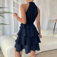 thumbnail image 4 of Sngxgn Womens Summer Dresses Square Neck Lantern Sleeve Tie Backless Ruffle A-Line Casual Dress(Blue,XL), 4 of 6