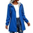 thumbnail image 6 of Sevevn Rain Jacket Women Striped Lined Hooded Lightweight Raincoat Outdoor Waterproof Windbreaker Blue XL, 6 of 9