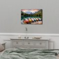 thumbnail image 6 of Lake Canvas Wall Art Mountain Skyline Boat Picture Wall Decor Nature Landscape Painting for Living Room Bedroom Bathroom Home Decorations National Park Photography Colorful Modern Framed 12x16", 6 of 6