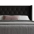 thumbnail image 4 of Home Design Homer Twin Button-Tufted Wingback Upholstered Panel Bed Frame with Nailhead Trim design for Adult, Black, Easy Assembly, 4 of 6