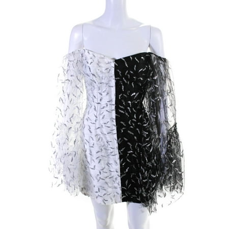 

Sandra Mansour Womens Two Tone Glitter Mini Dress Black White Size EUR 42