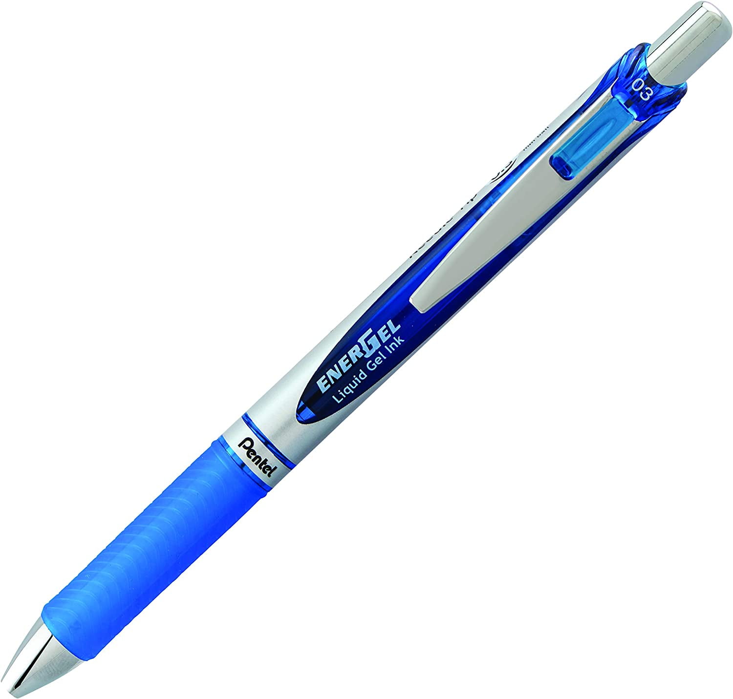 Pentel EnerGel RTX Retractable Liquid Gel Pen, Extra Fine Line, Needle Tip, Blue Ink ,12 pack (BLN73-C), 0.3mm needle