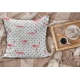 thumbnail image 2 of Retro Fluffy Throw Pillow Cushion Cover, Flamingo Birds on Minimalist Polka Dots Background Illustration, Decorative Square Accent Pillow Case, 24" x 24", Pale Pink White, by Ambesonne, 2 of 5