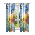 thumbnail image 7 of Yayeee Window Curtains Light Filtering 63"x42" Grommet Panel Pair Home Living Room Decor, Colorful Landscape, 7 of 7