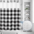 thumbnail image 3 of No Hook Shower Curtain with Built-in Rings - Black White Checkered Plaid Washable Waterproof Fabric Bathroom Curtains for Hotel,Rentals, 72X 96 Inch Extra Long , Rustic Farmhouse Pattern, 3 of 8