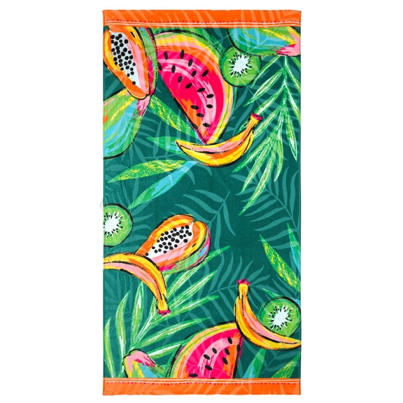 Better Homes & Gardens Fruit Reverse Print Beach Towel, 72 in x 38 in, Multicolor