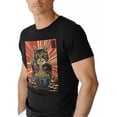 thumbnail image 1 of T-Shirts for Men, Cat Eating Noodles Crew Neck Cotton T-Shirt Men's Short Sleeve Orange, 1 of 8