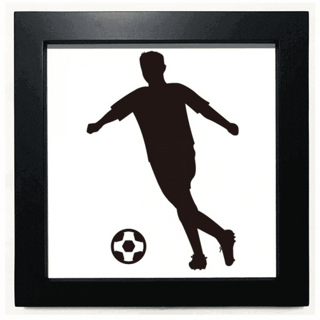 Sports Outline Football Soccer Black Square Frame Picture Wall Tabletop